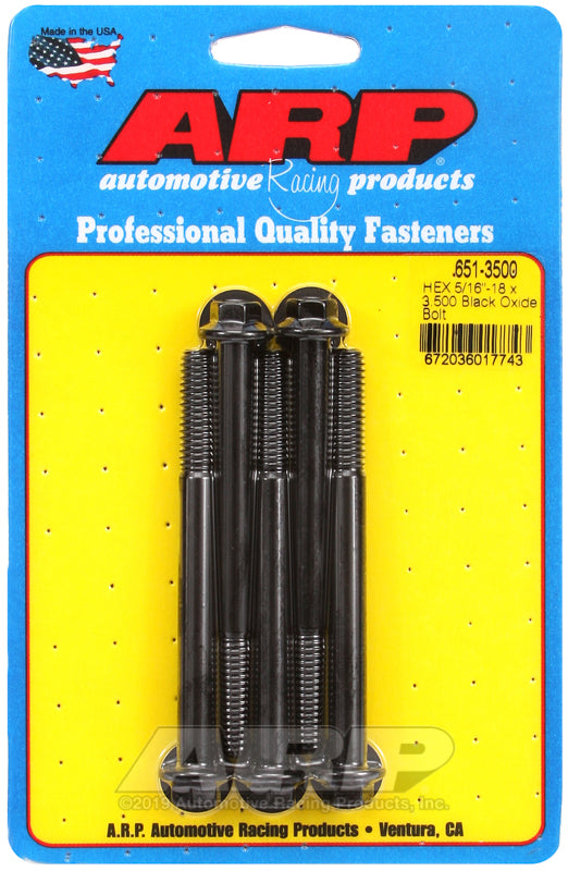 ARP 5/16-18 X 3.500 hex black oxide bolts