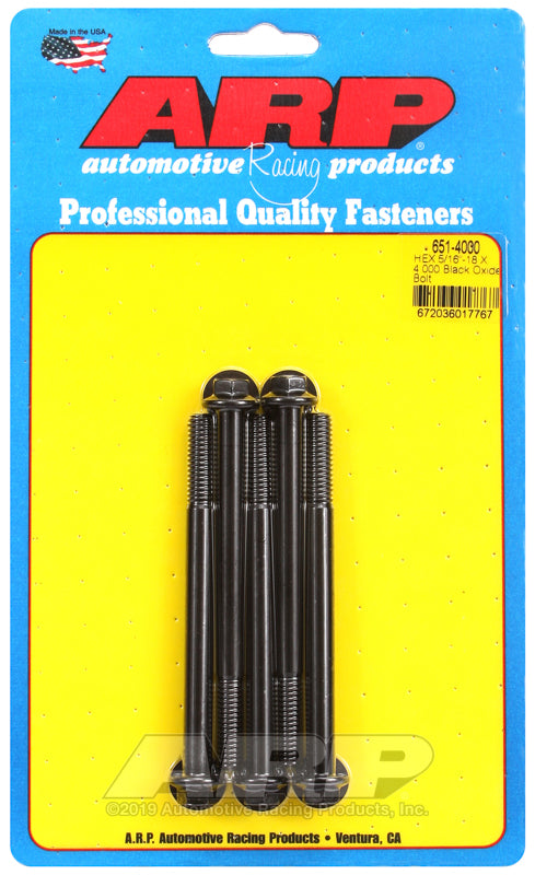 ARP 5/16-18 X 4.000 hex black oxide bolts