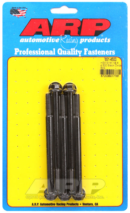 ARP 5/16-18 X 4.500 hex black oxide bolts