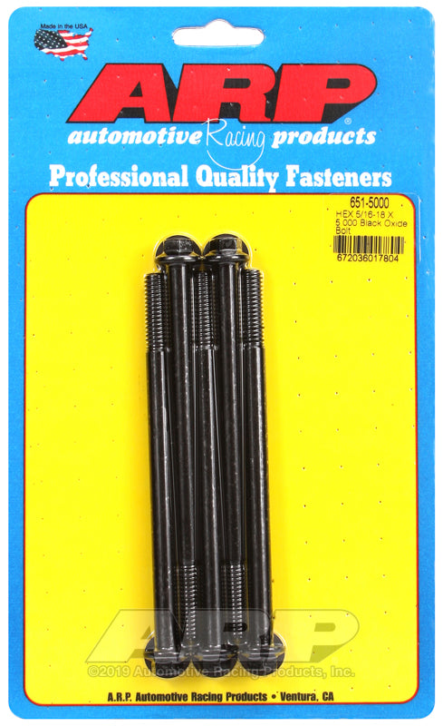 ARP 5/16-18 X 5.000 hex black oxide bolts