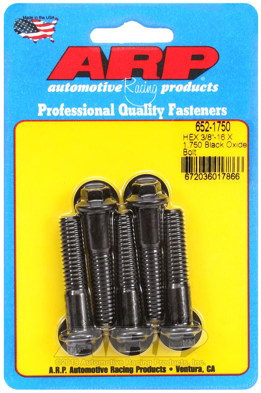 ARP 3/8-16 X 1.750 hex black oxide bolts