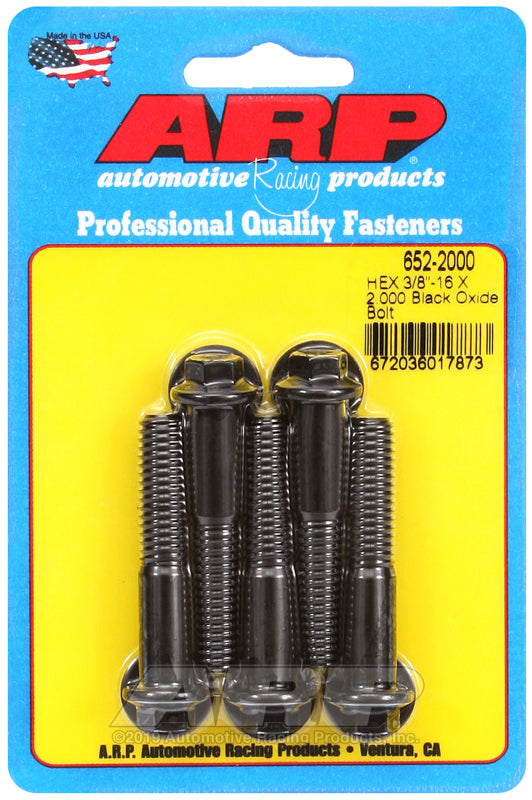ARP 3/8-16 X 2.000 hex black oxide bolts