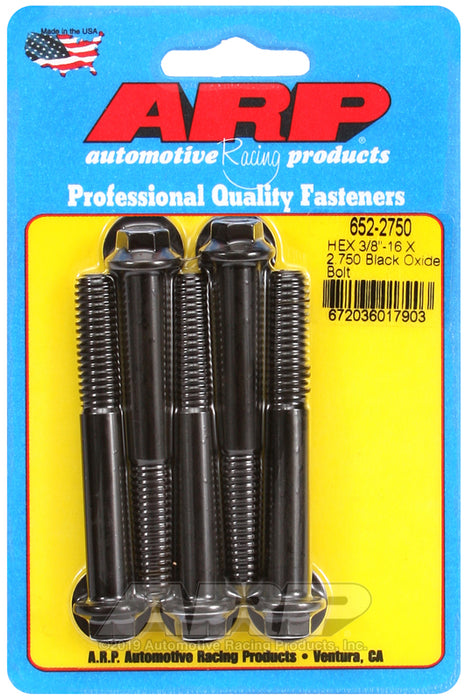 ARP 3/8-16 X 2.750 hex black oxide bolts