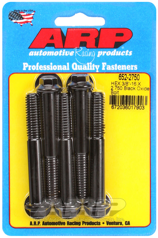 ARP 3/8-16 X 2.750 hex black oxide bolts