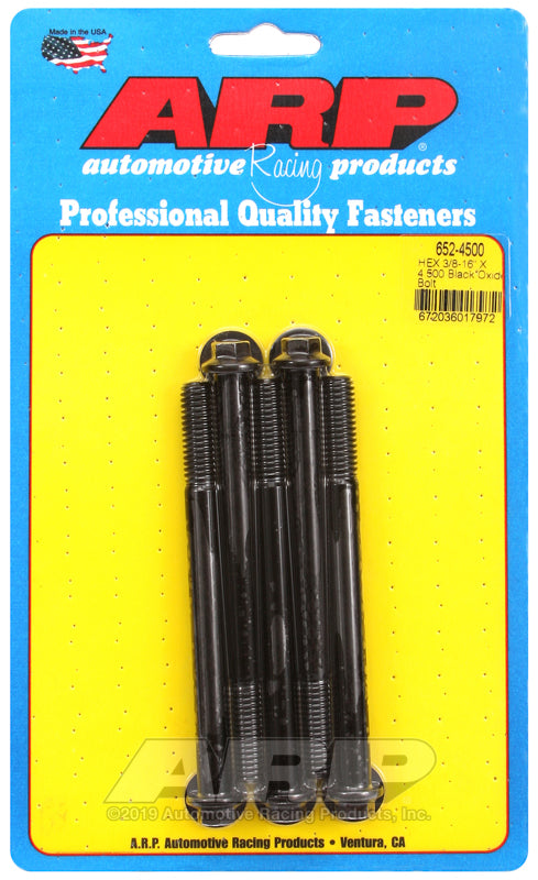 ARP 3/8-16 X 4.500 hex black oxide bolts