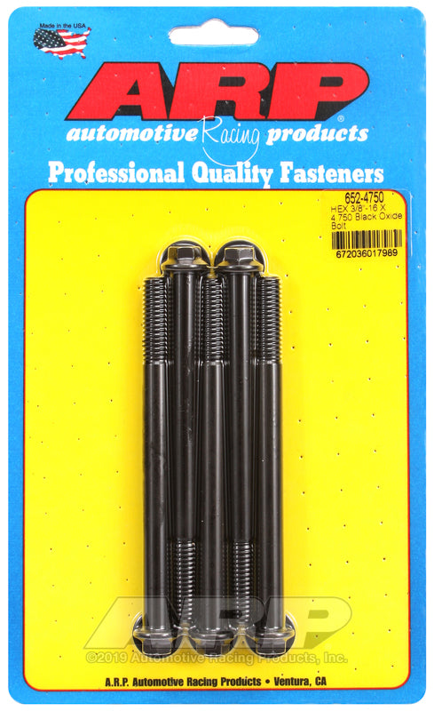 ARP 3/8-16 X 4.750 hex black oxide bolts