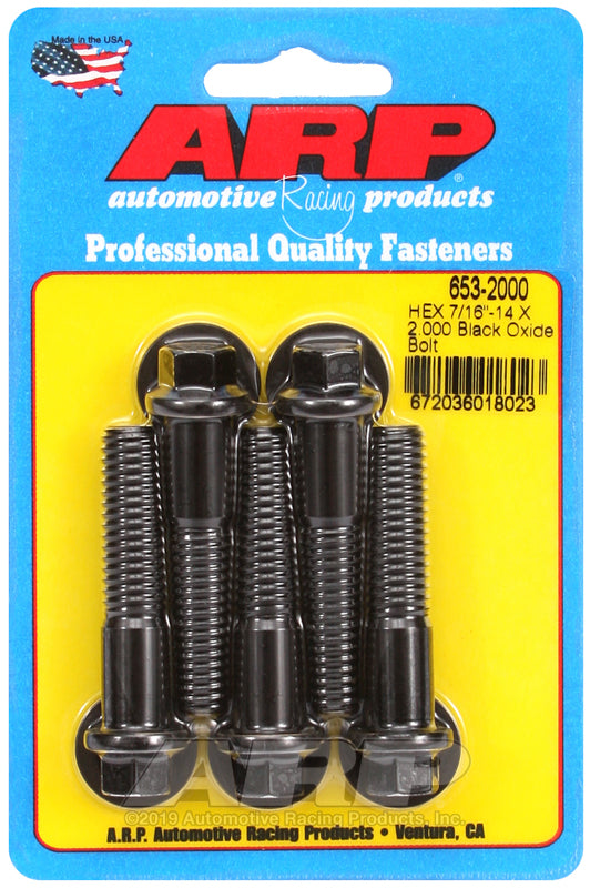 ARP 7/16-14 X 2.000 hex black oxide bolts