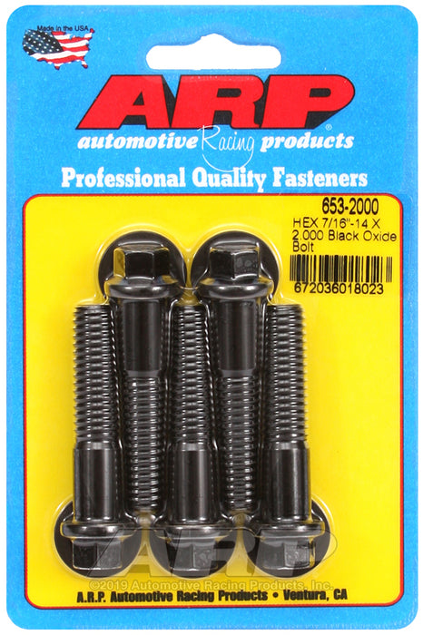 ARP 7/16-14 X 2.000 hex black oxide bolts