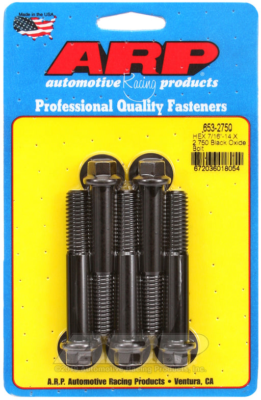 ARP 7/16-14 X 2.750 hex black oxide bolts