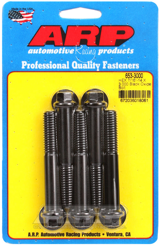 ARP 7/16-14 X 3.000 hex black oxide bolts