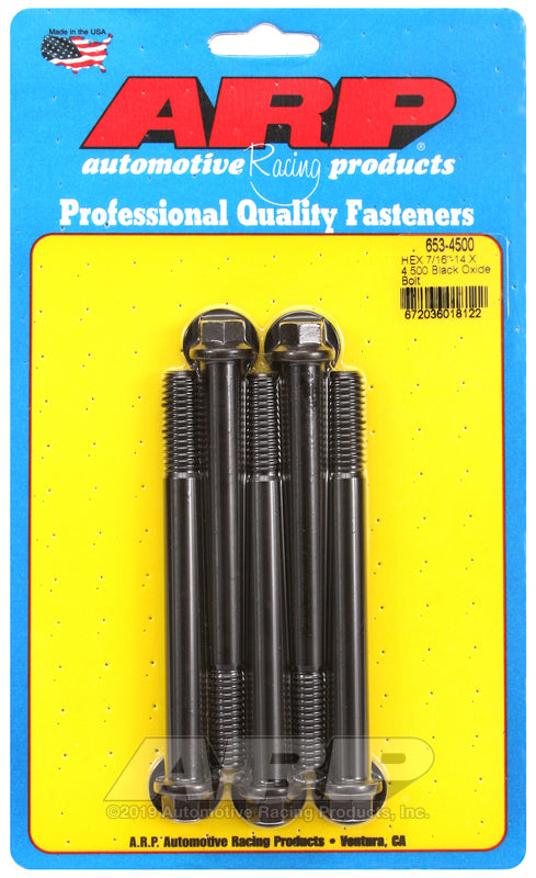 ARP 7/16-14 X 4.500 hex black oxide bolts