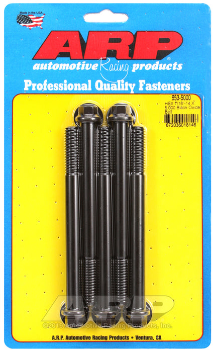 ARP 7/16-14 X 5.000 hex black oxide bolts