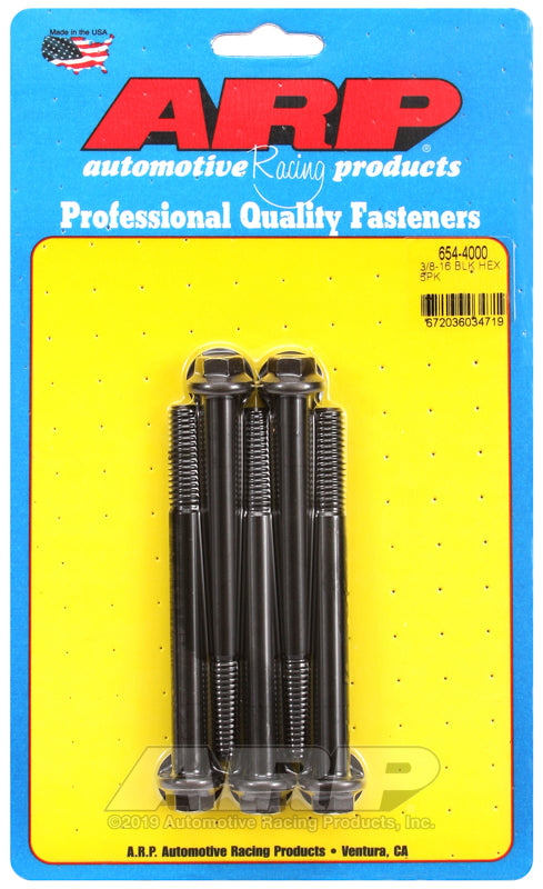 ARP 3/8-16 x 4.000 hex 7/16 wrenching black oxide bolts