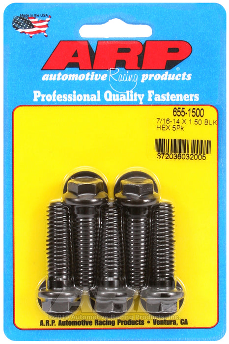 ARP 7/16-14 X 1.500 hex 1/2 wrenching black oxide bolts