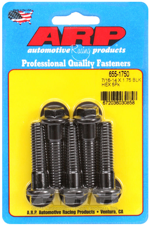 ARP 7/16-14 X 1.750 hex 1/2 wrenching black oxide bolts