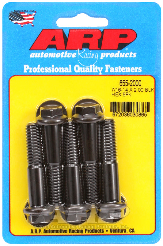 ARP 7/16-14 X 2.000 hex 1/2 wrenching black oxide bolts