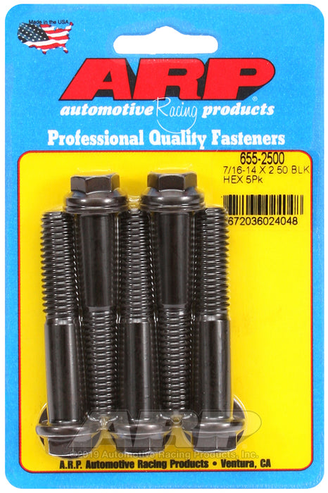 ARP 7/16-14 X 2.500 hex 1/2 wrenching black oxide bolts