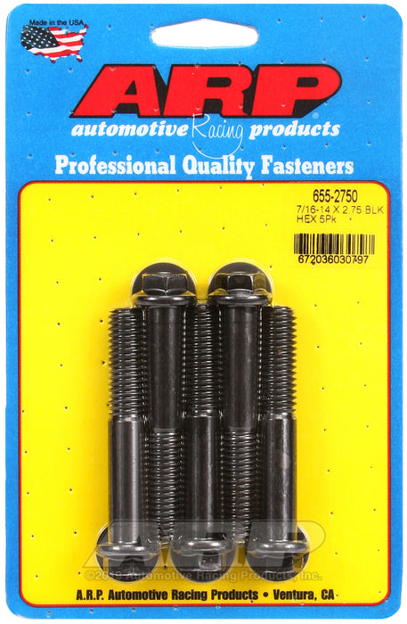 ARP 7/16-14 X 2.750 hex 1/2 wrenching black oxide bolts