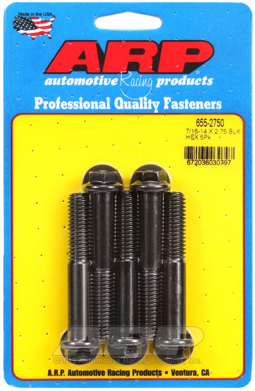 ARP 7/16-14 X 2.750 hex 1/2 wrenching black oxide bolts