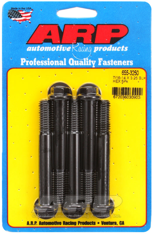 ARP 7/16-14 X 3.250 hex 1/2 wrenching black oxide bolts