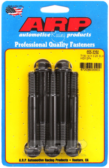ARP 7/16-14 X 3.250 hex 1/2 wrenching black oxide bolts