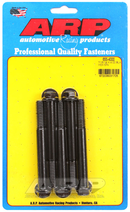 ARP 7/16-14 X 4.000 hex 1/2 wrenching black oxide bolts