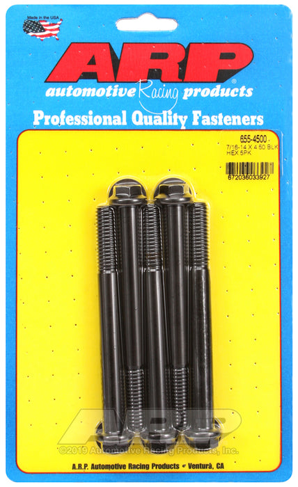 ARP 7/16-14 X 4.500 hex 1/2 wrenching black oxide bolts