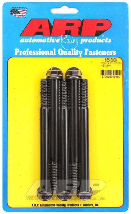 ARP 7/16-14 X 5.000 hex 1/2 wrenching black oxide bolts