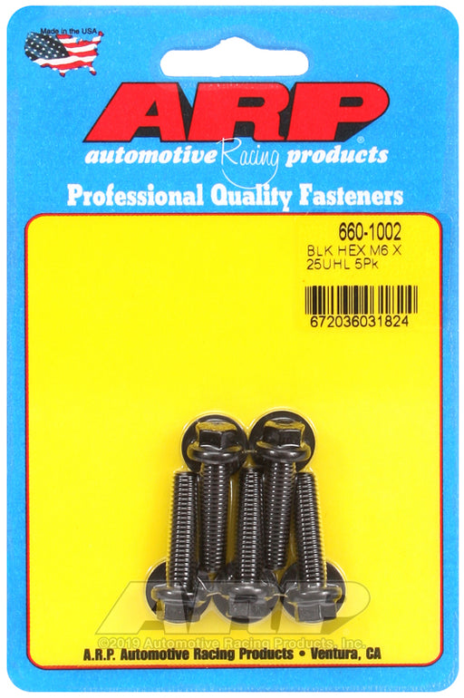 ARP M6 x 1.00 x 25 hex black oxide bolts