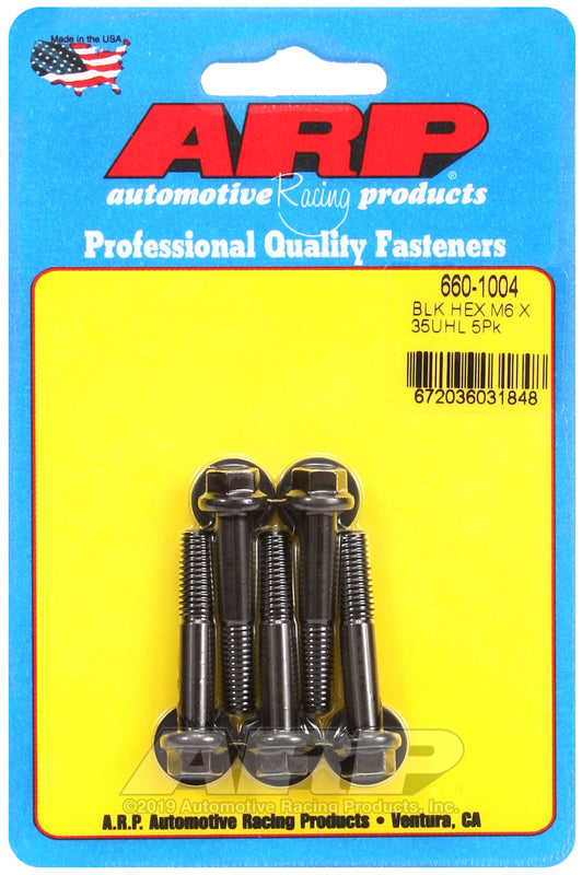 ARP M6 x 1.00 x 35 hex black oxide bolts