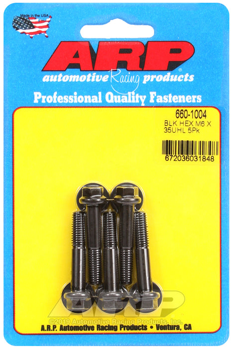 ARP M6 x 1.00 x 35 hex black oxide bolts