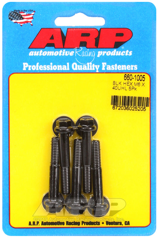 ARP M6 x 1.00 x 40 hex black oxide bolts