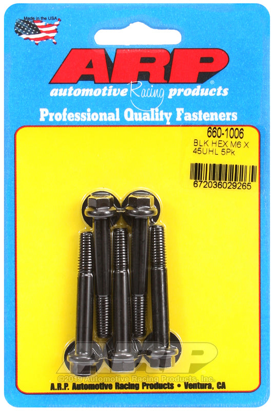ARP M6 x 1.00 x 45 hex black oxide bolts
