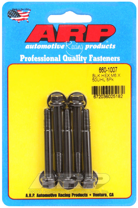ARP M6 x 1.00 x 50 hex black oxide bolts