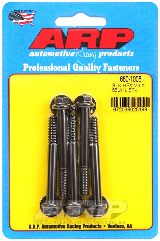 ARP M6 x 1.00 x 55 hex black oxide bolts
