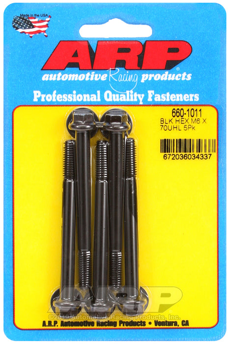 ARP M6 x 1.00 x 70 hex black oxide bolts
