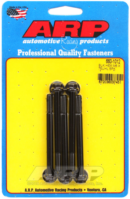 ARP M6 x 1.00 x 75 hex black oxide bolts