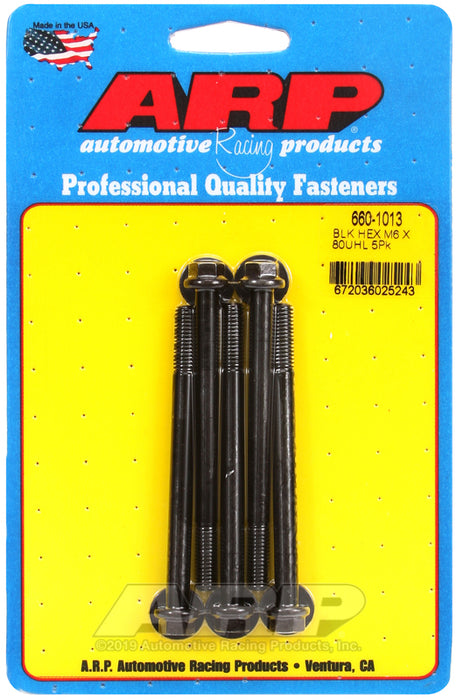 ARP M6 x 1.00 x 80 hex black oxide bolts