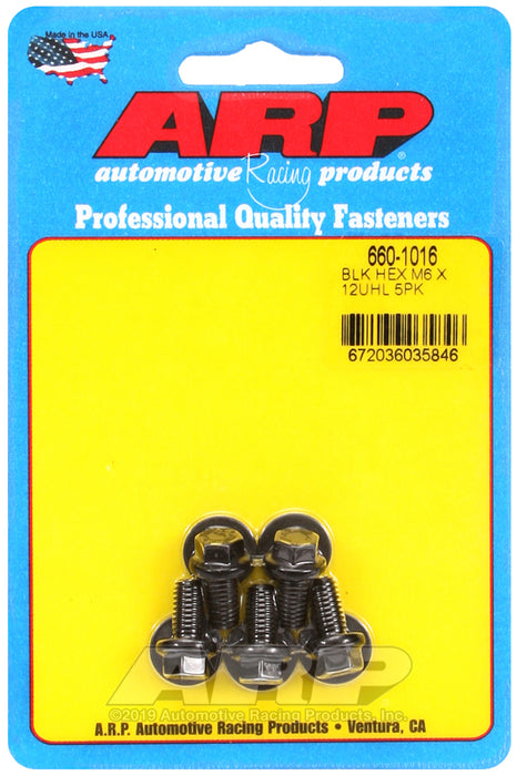 ARP M6 x 1.00 x 12  hex black oxide bolts