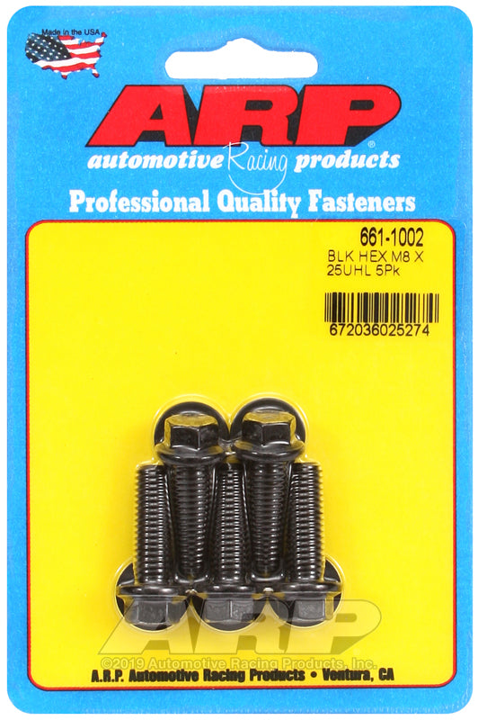 ARP M8 x 1.25 x 25 hex black oxide bolts