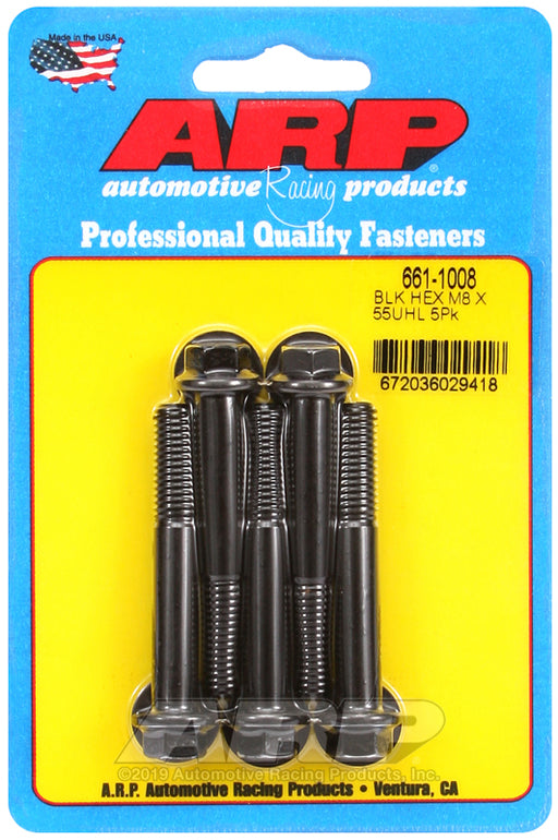 ARP M8 x 1.25 x 55 hex black oxide bolts