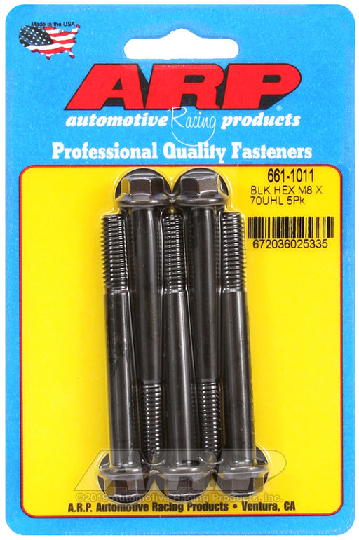 ARP M8 x 1.25 x 70 hex black oxide bolts