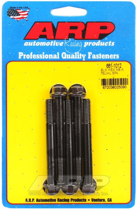 ARP M8 x 1.25 x 75 hex black oxide bolts