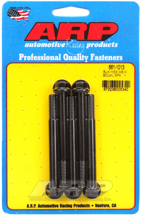 ARP M8 x 1.25 x 80 hex black oxide bolts