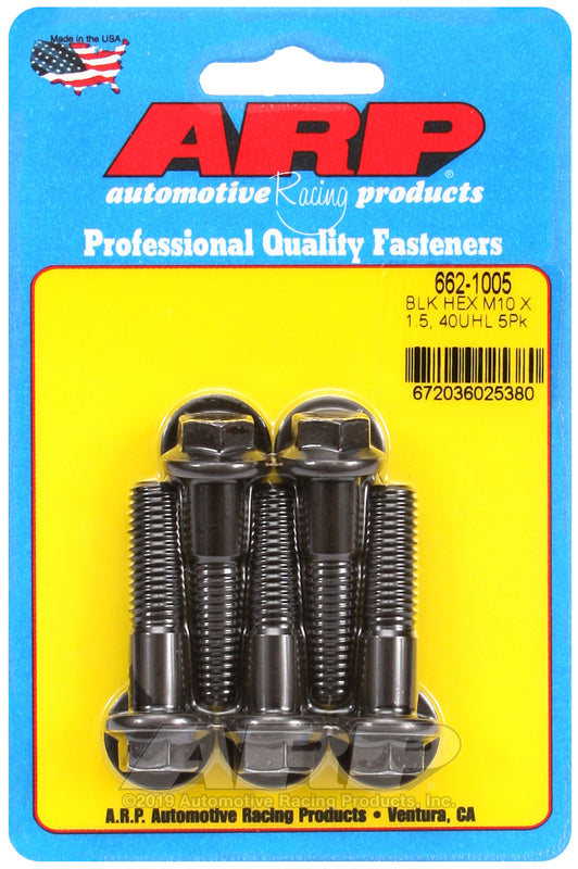 ARP M10 x 1.50 x 40 hex black oxide bolts