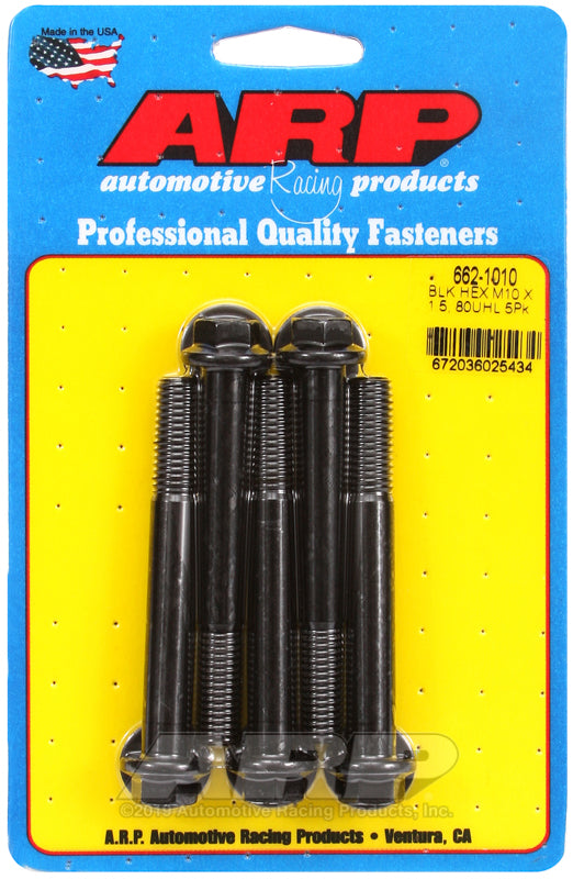 ARP M10 x 1.50 x 80 hex black oxide bolts