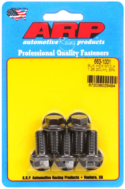 ARP M10 x 1.25 x 20 hex black oxide bolts