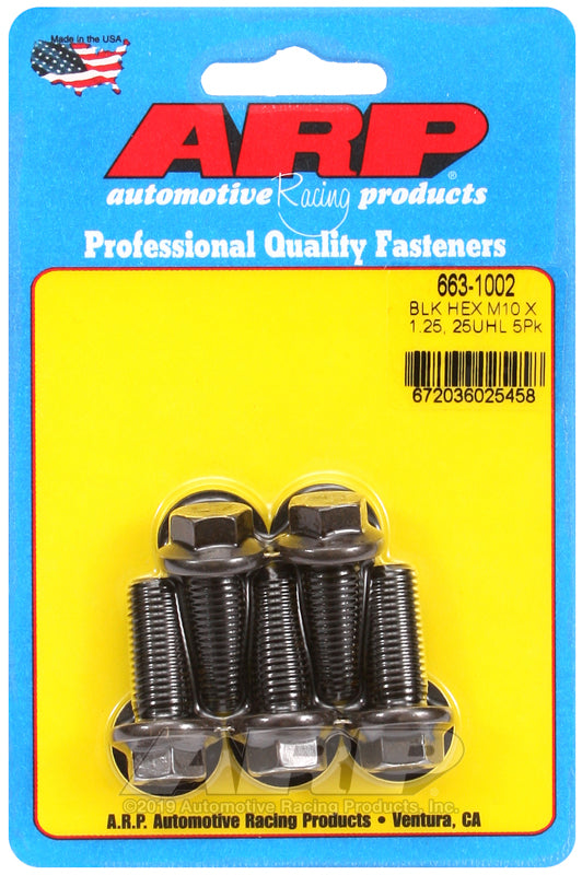 ARP M10 x 1.25 x 25 hex black oxide bolts