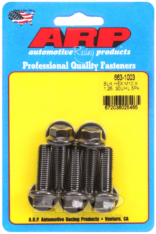 ARP M10 x 1.25 x 30 hex black oxide bolts
