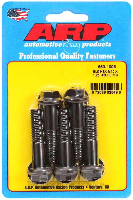 ARP M10 x 1.25 x 45 hex black oxide bolts